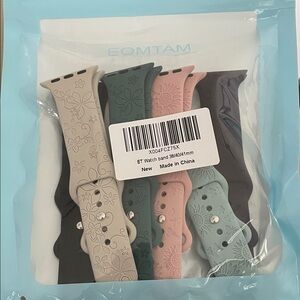 NWT - 6 Pack Floral Silicone Apple Watch Bands